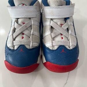 Kids Jordan Sneakers - White, Blue, and Red